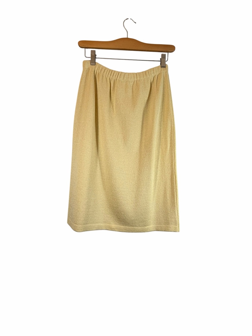 Vintage Butter Yellow  Elastic-Waist Knit Skirt Size 6 P Fall Soft Girl Stretch